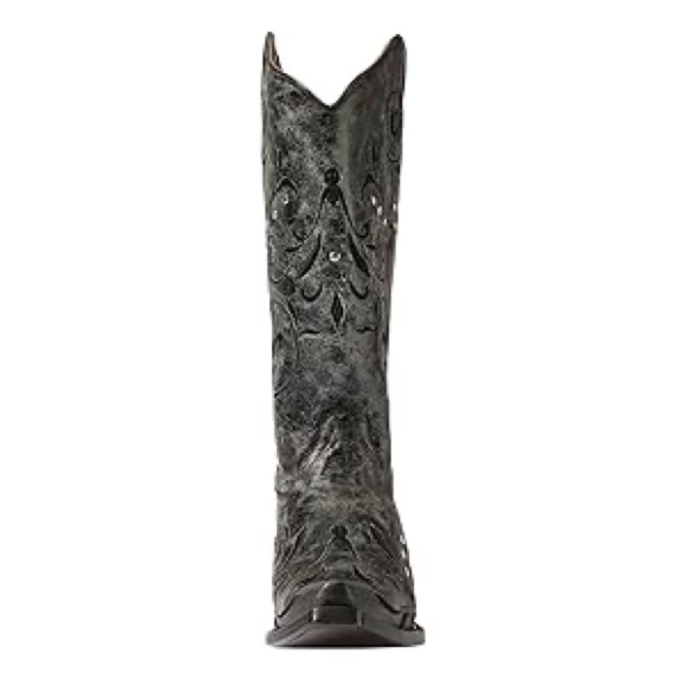 New Corral Boots Women Embroidery Western Leather Mid Calf Cowboy Black Gray 5.5 - Picture 3 of 8